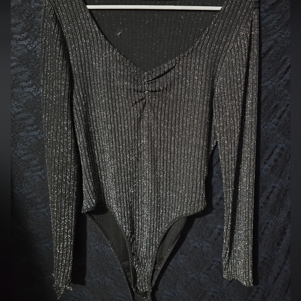 SHEIN Black Glitter Bodysuit